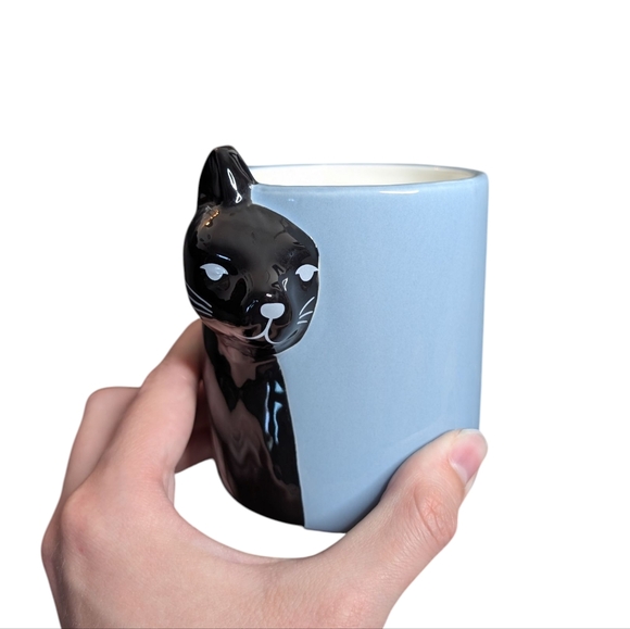 Cat Couple Set of Two Coffee Mugs Kissing Cats Pink and Blue Ceramic Mugs - Picture 13 of 16